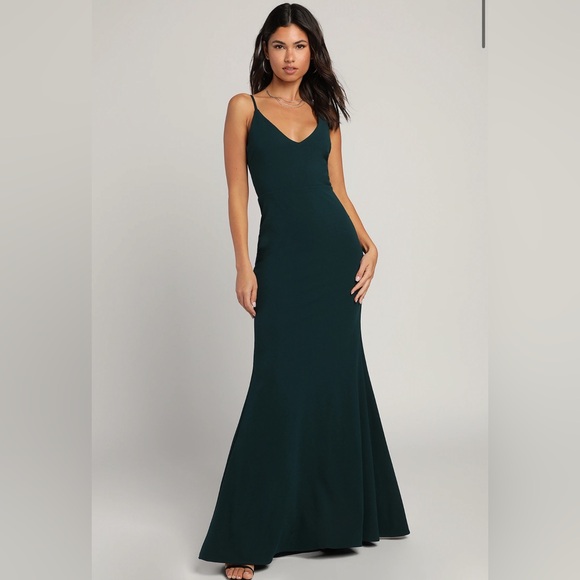 NWT Lulus Infinite Glory Forest Green Maxi Dress, Medium - Picture 7 of 11